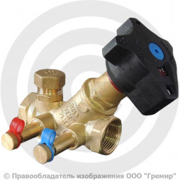 Клапан балансировочный ручной латунный муфтовый Ду-15 Ру-16 ВР (ВН) Kvs=2.97м3/ч с измерительными ниппелями STAD.BY-1 Цветлит