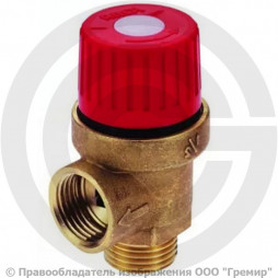 Клапан предохранительный угловой латунный Ду 15-20 (G1/2"-G3/4") Ру-16 НР-ВР (НАР-ВН) Рср=6бар Benarmo