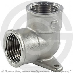 Уголок (угольник) латунный ВР (ВН) Ду 15 (1/2") установочный 2 отверстия никель SantechSystems